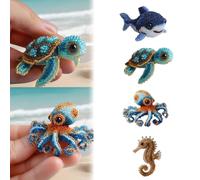 Octopus Bead Embroidery Kit,3D Ocean Animals DIY Beadwork Craft Kit,Crystal Art Buddies Beads for Embroidery,DIY Embroidery Beads Ornament Kit,Decor for Craft Lover (Sea Turtles+Octopus)