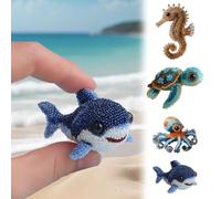 Octopus Bead Embroidery Kit,3D Ocean Animals DIY Beadwork Craft Kit,Crystal Art Buddies Beads for Embroidery,DIY Embroidery Beads Ornament Kit,Decor for Craft Lover (Shark)