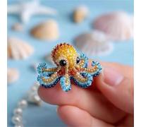 Octopus Bead Embroidery Kit, 3D Ocean Animals DIY Beadwork Craft Kit,DIY Beaded Ornament Kit Art Craft Supplies,Ocean Animals Three-Dimensional Starter Embroidery Set for Craft Lovers (Octopus B)