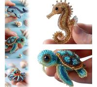 Octopus Bead Embroidery Kit,3D Ocean Animals DIY Beadwork Craft Kit,Ocean Animals Beaded Ornament,DIY Beaded Ornament Kit Art Craft Supplies,Home Decor Gift for Craft Lover (Seahorse+Seaturtles)
