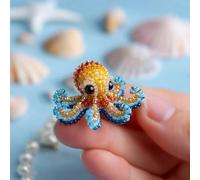 Octopus Bead Embroidery Kit, 3D Ocean Animals DIY Beadwork Craft Kit, with Full-Color Instruction Sheet, Fun and Relaxing, for Beginners Craft Lover (OctopusA)