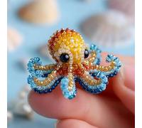 Octopus Bead Embroidery Kit, Beginner-Friendly 3D Sea Creature Beaded Embroidery Kits, DIY Animals Three-Dimensional Beadwork Craft Kit with Full-Color Instruction Sheet for Craft Lover (Octopus A)