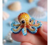 Octopus Bead Embroidery Kit,Beginner-Friendly Sea Creature Beaded Embroidery Kits,DIY Animals Three-Dimensional Beadwork Craft Kit,Ocean Themed Beadwork Set for DIY Crafts,for Craft Lover (F)