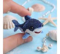 Octopus Bead Embroidery Kit, Beginner-Friendly Sea Creature Beaded Embroidery Kits with Full-Color Instruction Sheet, DIY Animals Three-Dimensional Beadwork Craft Kit for Craft Lover (Shark)