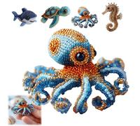 Octopus Bead Embroidery Kit, Ocean Animals DIY Beadwork Craft Kit, DIY Beaded Ornament Kit Art Craft Supplies, Gift for Craft Lover, with Full-Color Instruction (C)