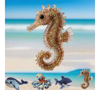 Octopus Bead Embroidery Kit, Ocean Animals Three-Dimensional Starter Embroidery Set, 3D Ocean Animals DIY Beadwork Craft Kit for Beginners Adults with Full-Color Instruction Sheet (Seahorse)