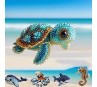 Octopus Bead Embroidery Kit, Ocean Animals Three-Dimensional Starter Embroidery Set, 3D Ocean Animals DIY Beadwork Craft Kit for Beginners Adults with Full-Color Instruction Sheet (Sea Turtles)