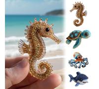 Octopus Bead Embroidery Kit, Ocean Animals Three-Dimensional Starter Embroidery Set, DIY Beadwork Craft Kit for Beginners with Full-Color Step-by-Step Instruction Sheet for Craft Lover (Seahorse)