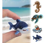 Octopus Bead Embroidery Kit, Ocean Animals Three-Dimensional Starter Embroidery Set, DIY Beadwork Craft Kit for Beginners with Full-Color Step-by-Step Instruction Sheet for Craft Lover (Shark)