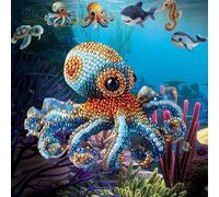 Octopus Bead Embroidery Kit, Ocean Animals Three-Dimensional Starter Embroidery Set, DIY Beadwork Craft Kit for Beginners with Full-Color Step-by-Step Instruction Sheet for Craft Lover (Octopus B)