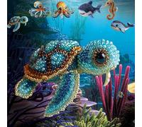 Octopus Bead Embroidery Kit, Ocean Animals Three-Dimensional Starter Embroidery Set, DIY Beadwork Craft Kit for Beginners with Full-Color Step-by-Step Instruction Sheet for Craft Lover (Sea Turtles)