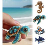 Octopus Bead Embroidery Kit, Ocean Animals Three-Dimensional Starter Embroidery Set, DIY Beadwork Craft Kit for Beginners with Full-Color Step-by-Step Instruction Sheet for Craft Lover (Sea Turtles)