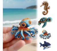 Octopus Bead Embroidery Kit, Ocean Animals Three-Dimensional Starter Embroidery Set, DIY Beadwork Craft Kit for Beginners with Full-Color Step-by-Step Instruction Sheet for Craft Lover (Octopus)