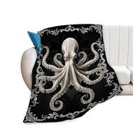 Octopus Blanket Ocean Throw Blanket Soft Fleece Flannel Bedding Octopus Gifts for Women Men Boys Girls Lovers Adults Lovers Stuff Plush for Couch Sofa Bed Room Decor 50"X60"