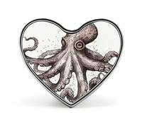Octopus Button Pin Heart Shape Metal Lapel Pins Badges Personalized Pinback Button Badges Novelty Funny Enamel Pins Fashion Cute Heart Brooch Pin for Backpacks Jackets Bags