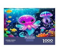 Octopus Cardboard Cute Octopus & Jellyfish Underwater Premium Jigsaw Puzzle Family Challenging Gift for Kids 70x50cm/1000pcs