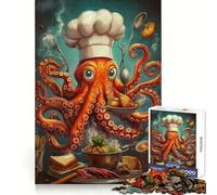 Octopus Chef 1000 Pieces Jigsaw Puzzles for Adults Brain Challenge Toy Indoor Play Precise Cut Fine Art Piece (38x52cm)