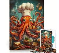 Octopus Chef 1000 Pieces Jigsaw Puzzles for Adults Brain Challenge Toy Indoor Play Precise Cut Fine Art Piece (38x52cm)