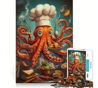 Octopus Chef Jigsaw Puzzle for Teenagers 1000 Pieces Smart Game Family Time Pattern Assembly Santa Wish Pick (38x26cm)