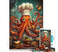 Octopus Chef Jigsaw Puzzle for Teenagers 1000 Pieces Strong Logic Toy Quiet Calm Clear Edge Elegant Gift (50x75cm)