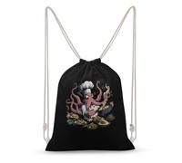Octopus Chef Kitchen Cooking Drawstring Backpack Sport Gym Sackpack 30x40cm | Cute String Bag,Canvas Daypack,Travel Sackpacks,Workout Bags for Men Women,Beach Backpacks