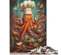 Octopus Chef Puzzle Difficult Challenge 100 Percent Recycled Cardboard Jigsaw Puzzle for Adults Teen 500pcs (52x38cm)