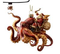 Octopus Christmas Ornament, 2d Acrylic Hand Painted Decoration, Themed Holiday Hanging Decor, for Kids Adults Family Friends Tree Car Halloween Thanksgiving Home Holiday New Year Party