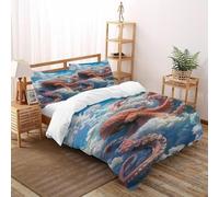 Octopus Clouds Bedding Set 3D Digital Printing Animal Themes Marine Animals Duvet Cover Set Chic Breathable Comforter Cover Girl Woman with Pillow Super King（260x220cm）