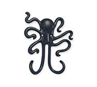 Octopus Coat Hook - Black Cast Iron Wall-Mounted Decorative Hook - - Heavy Duty Vintage-Style Hanger for Coats, Hats, Towels & Robes