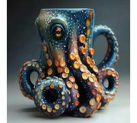 Octopus Coffee Mugs | Oceans Creature Octopus Mug, Funny Ceramic Cup, Octopus Shaped Statue Cup Coffee Mug | Resin Beverage Drinkware for Sea Lovers