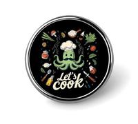 Octopus Cook Round Lapel Pin Button Brooch Pins Badge for Clothing Jewelry Accessories