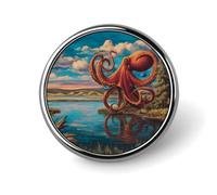 Octopus Dancing Round Brooch Badges Pin Metal Lapel Pins Jewellery