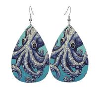 Octopus Design Leather Earrings Dangle Drop for Women Lightweight Teardrop Earrings Pendant Christmas Birthday Gift Fashion Jewelry Outfits Accessories