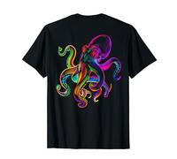 octopus design on back colorful sea monster krakens jellyfis T-Shirt