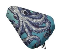 Octopus Design Padded Bike Seat Cushion with Drawstring Soft Comfort Waterproof Bicycle Seat Cover, Wide Saddle Protection Covers Protector for Men Women for Exercise Mountain Road Bikes