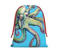 Octopus Design Print Drawstring Bag wrap, String Pouches, Premium Packaging Bags for Business & Events M