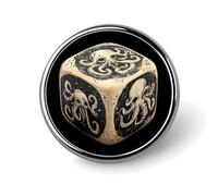 Octopus Dice Round Brooch Pins Lapel Tie Badge Metal Memorial Button Pin Kit for Hat Shirt Clothing Bags Decor