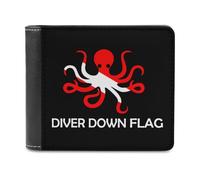 Octopus Dive Flag Scuba Diving Casual Leather Wallet for Men Classic Lightweight Credit Card Coin Purse