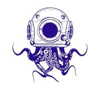 Octopus Diving Tentacles Bathroom Laundry Octopus Scuba Sea Monster Marine Vinyl Wall Stickers 54x54cm Glass Stickers DarkBlue