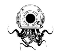 Octopus Diving Tentacles Bathroom Laundry Octopus Scuba Sea Monster Marine Wall Stickers 36x36cm Removable Without Leaving Glue Black