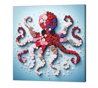 Octopus DIY Resin Button Painting Kit 30x30cm with Frame Round Craft Buttons Painting for Adults Beginners Arts Crafts Home Decoration