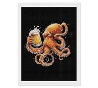 Octopus Drinking Beer Funny Diamond Art Kits DIY Painting Diamonds Picture Wall Decor Decoration