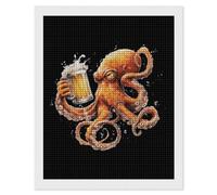 Octopus Drinking Beer Funny Diamond Art Kits DIY Painting Diamonds Picture Wall Decor Decoration