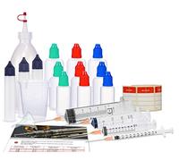Octopus Dropper bottle set, starter set with mixing bottle, liquid bottles (empty bottles), dosing syringes, measuring beaker and funnel for mixing, mixing liquid