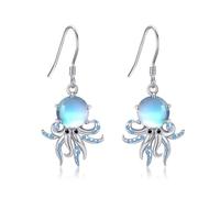 Octopus Earrings 925 Sterling Silver Moonstone Octopus Dangle Earrings Ocean Jewellery for Women Geschenk