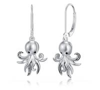 Octopus Earrings Sterling Silver Octopus Ocean Pendant Jewelry for Women
