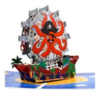 Octopus Ferris Wheel Pop Up Greeting Card with Blank Note & Envelope, celebration gift for Friendship, Love, Anniversary, Special Moments, Inspirational, Birthday, Holiday, Party