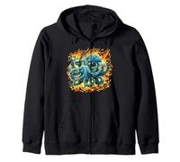Octopus Flames Graphic for Ocean and Animals Lovers Zip Hoodie