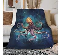 Octopus Fleece Throw Blanket Lightweight Super Soft Flannel Bed Blanket Perfect Home Decor for Couch Chair Sofa Living Room 80"X60" Large
