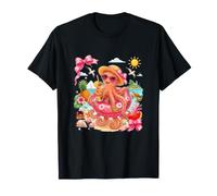Octopus Floral Costume On Beach Matching Summer Vacation T-Shirt